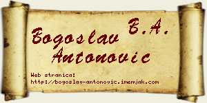 Bogoslav Antonović vizit kartica